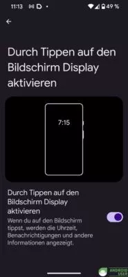 Gestensteuerung Android Display aktivieren