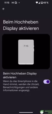 Gestensteuerung Display aktivieren beim Hochheben