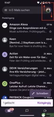 Accountwechsel per Gestensteuerung Android