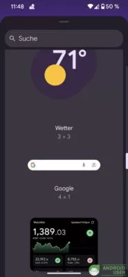 Google Suchleiste wiederherstellen über Widget