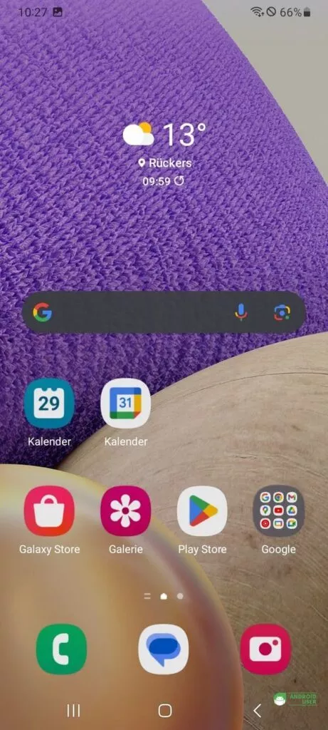 Samsung Kalender neben Google Kalender