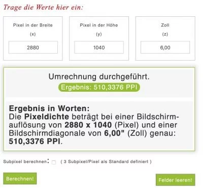 Display PPI | Android-User.de