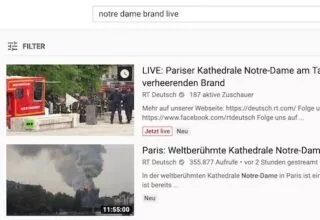 Notre Dame Brand -YouTubes Algorithmen stufen Brand als Fake News ein