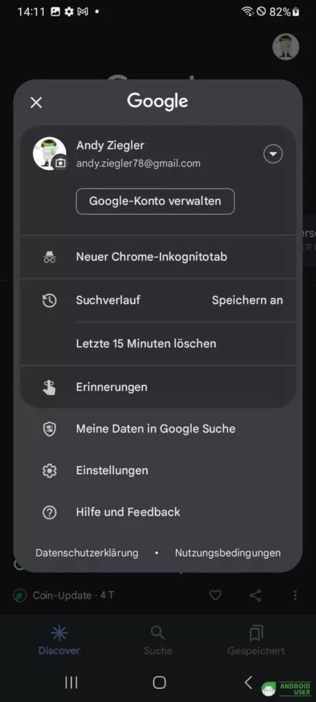 Einstellungen in der Google App aufrufen