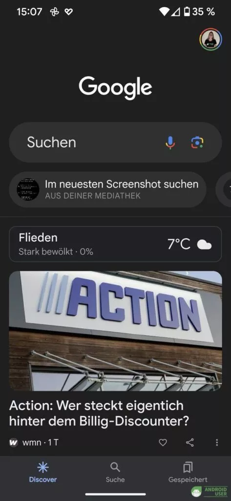 Google App aufrufen, um Google Discover zu deaktivieren