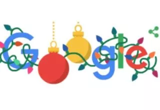 Google Doodle – Frohe Feiertage Teil 2, ein festlich geschmücktes Logo