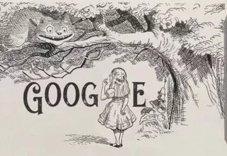 Google Doodle für Sir John Tenniel,Illustrator von Alice im Wunderland