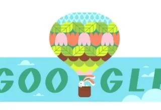 Google Doodle mit Hase und Ballon zum kalendarischen Frühlingsanfang