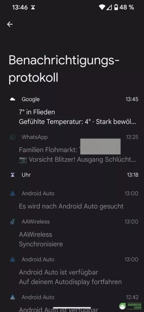 Das Android Benachrichtigungsprotokoll