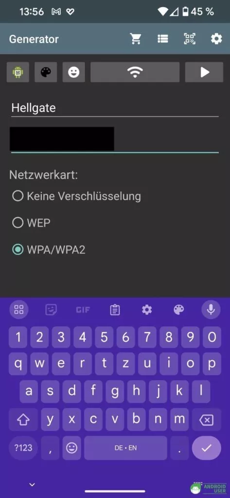 WLAN teilen Android Zugangsdaten eingeben