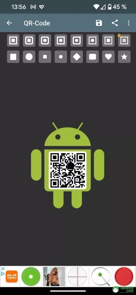 WLAN teilen Android QR Code ist erstellt