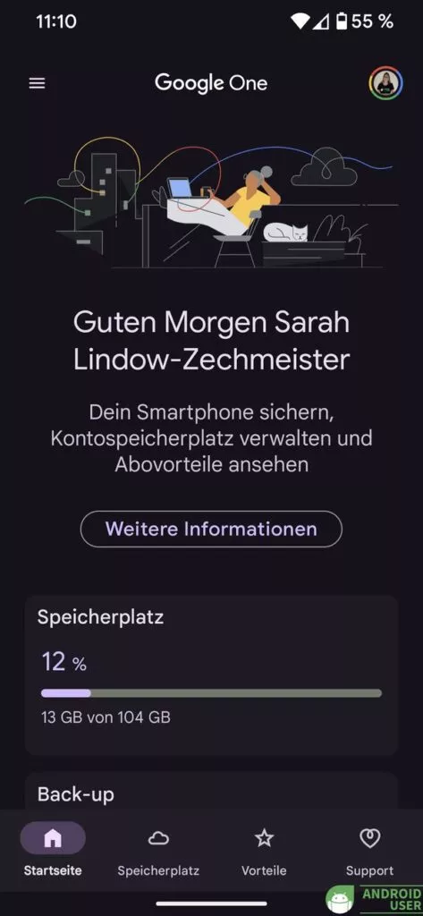 Google One Startseite um Speicherplatz freizugeben