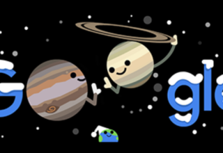 Google Doodle zum Winteranfang sowie der Konjunktion von Jupiter und Saturn