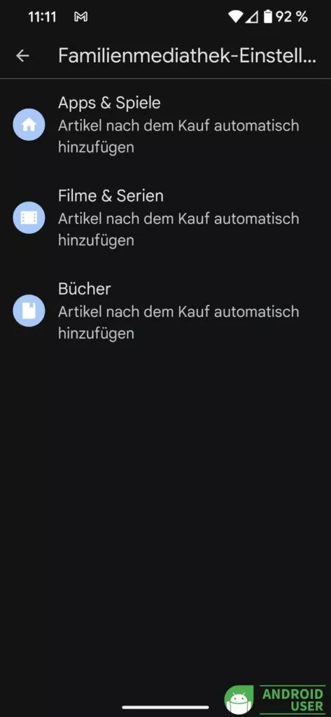 Google Play Familienmediathek Artikel