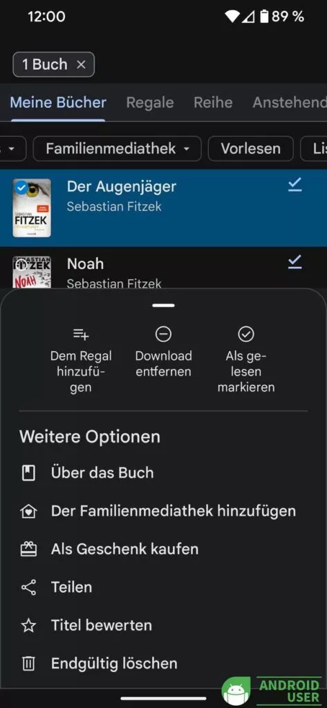 Bücher in die Familienmediathek hinzufügen