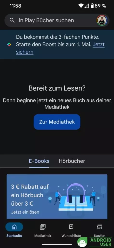 Google Play Bücher Mediathek