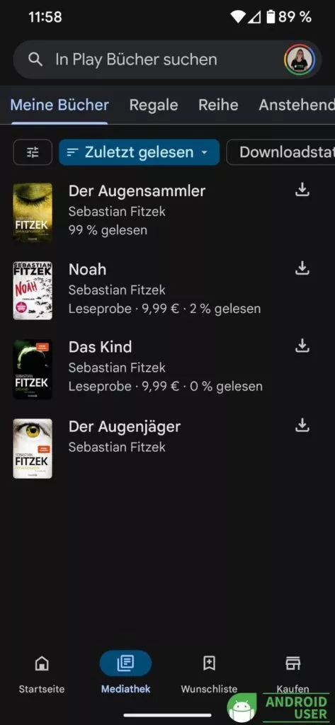 Google Play Familienmediathek Bücher