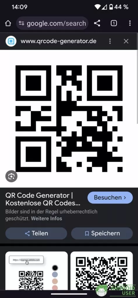 QR Code mit Lens Button auslesen