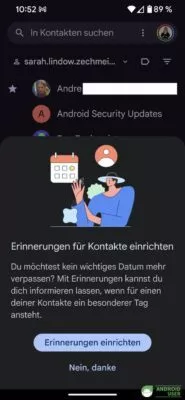 Erinnerungen für Kontakte