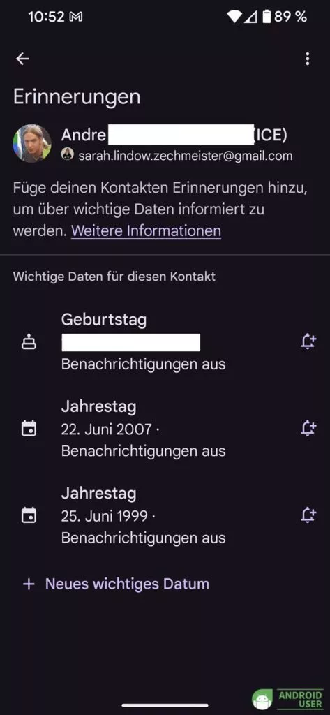 Erinnerung erstellen