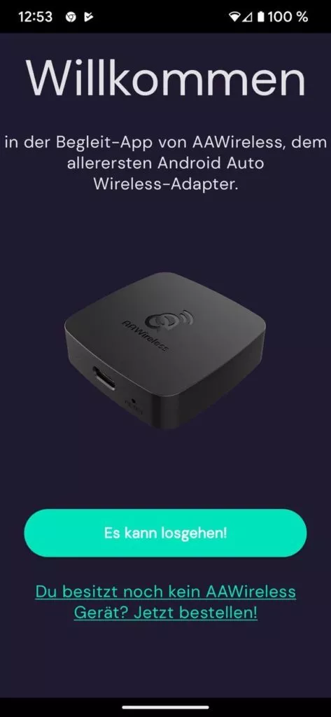 Der Startbildschirm der App