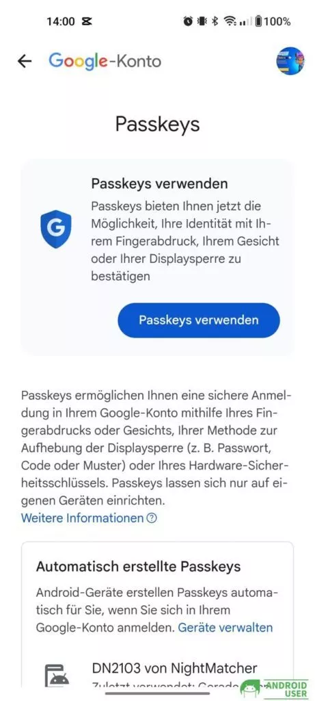 Android Passkeys verwenden