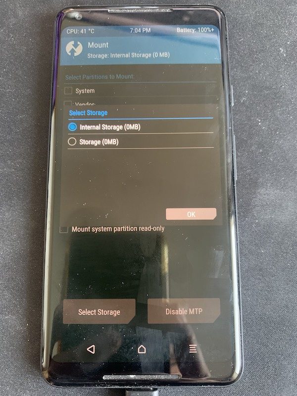 SD Karte reparieren in TWRP, da sie einen Fehler anzeigt.