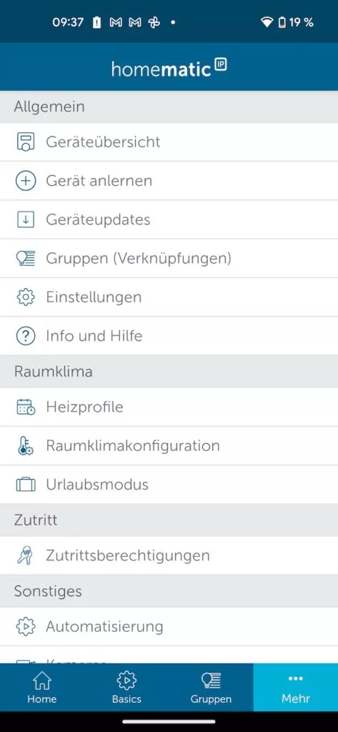 Homematic IP Wassersensor App Einstellungen