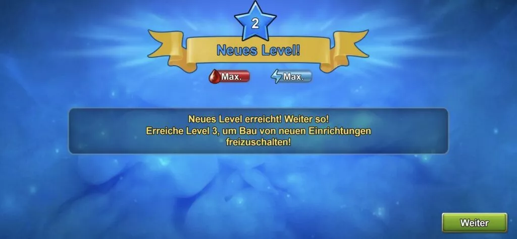 Du erreichst ein neues Level