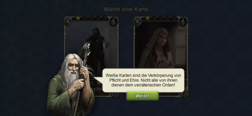 Du bekommst eine weiße Karte
