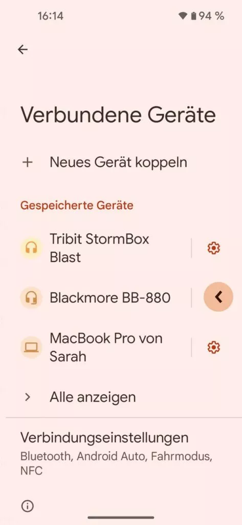 Ein neues Icon bei der. Zurückgeste unter Android 14