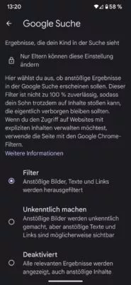 Google SafeSearch auf Family Link