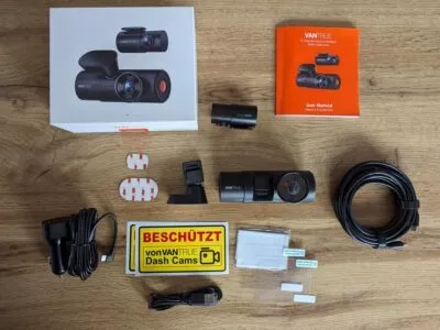 Vantrue N4 Pro Lieferumfang für den Dashcam Test