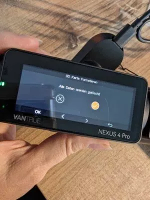 Formatieren der SD-karte über die Vantrue Nexus 4 Pro für den Dashcam Test