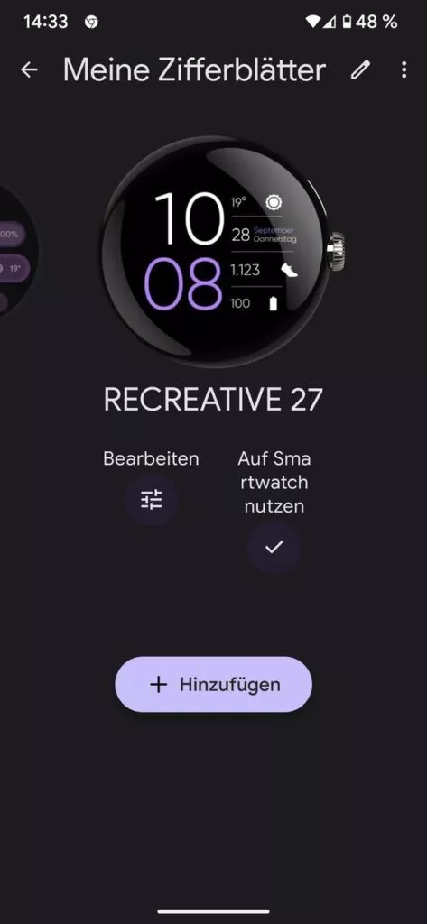 RE27 auf Samsung Galaxy Watch oder Pixel Watch 
