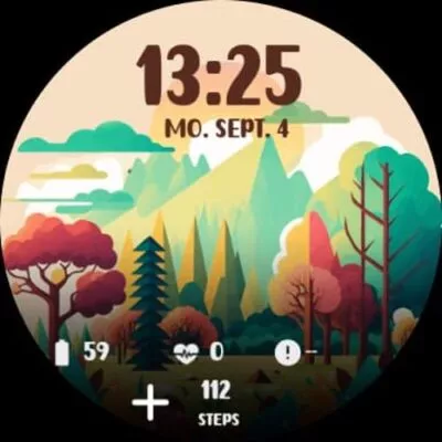 Das Watchface Nature Landscape 2 auf der Pixel Watch Screenshot