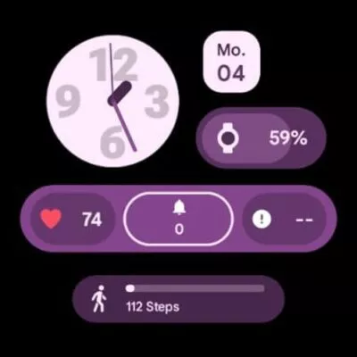 Das Watchface Analog Material You auf der Pixel Watch 2 Screenshot