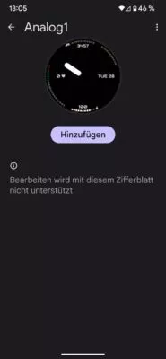 Das JJ-Analog001 Watchface lässt sich nicht anpassen