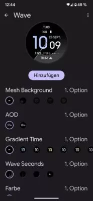Das Wave Watch Face kann umfangreich angepasst werden
