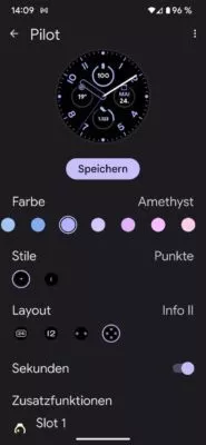 Pilot Hybrid Watch Face Anpassungen in der Pixel Watch App