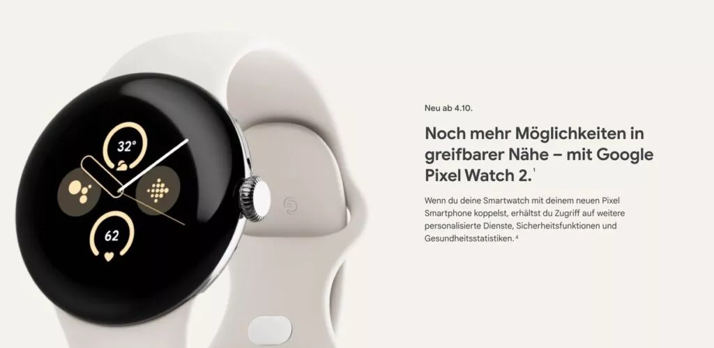 Auch die Pixel Watch 2 wird im Google Store beworben
