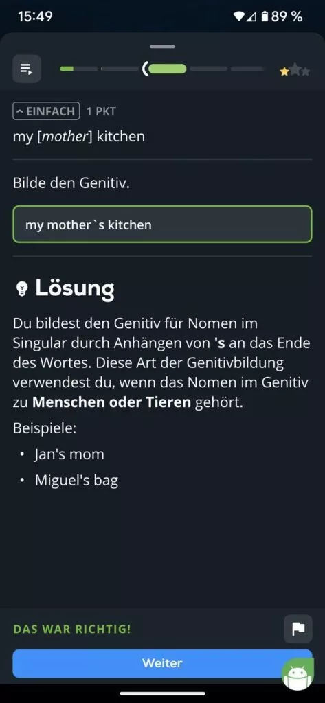 Die Lösung wird später gezeigt