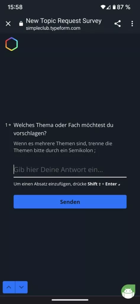 Du kannst SImpleclub auch neue Lernthemen vorschlagen