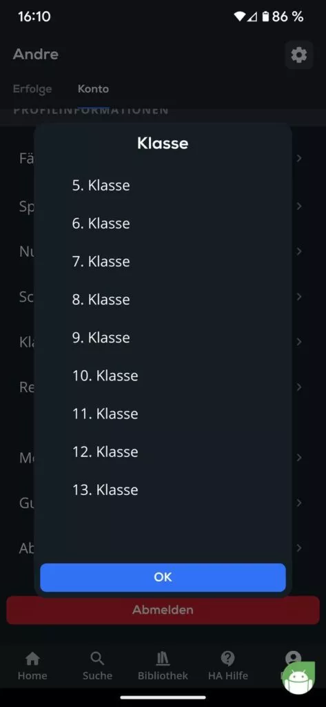 Jahrgangsstufe, Auswahl in Simpleclub