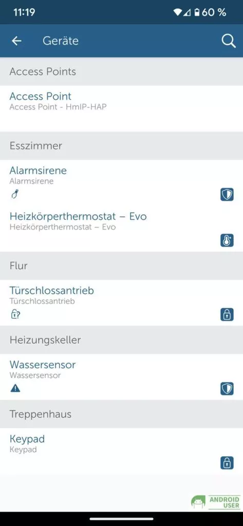 Die Alarmsirene in der Liste