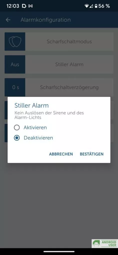 Aktivieren oder Deaktivieren des stillen Alarms in der Homematic IP App
