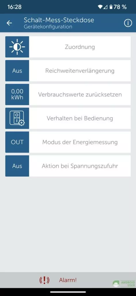 Die Einstellungen der Steckdose