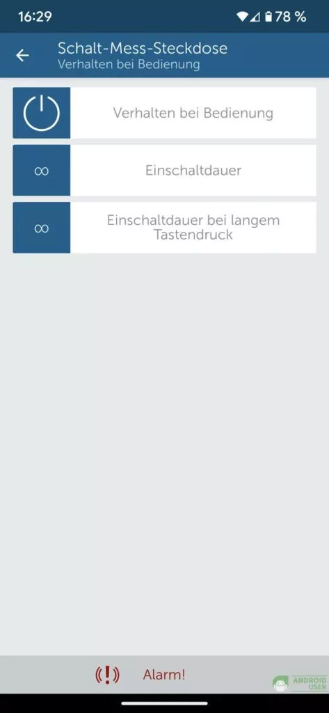 Verhalten bei Bedienung der Schalt-Mess-Steckdose