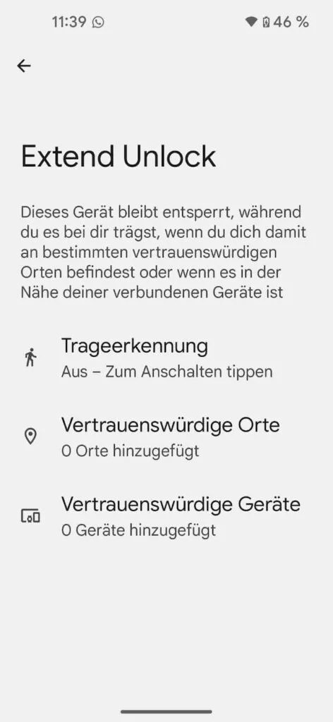 Extend Unlock unter Android 14