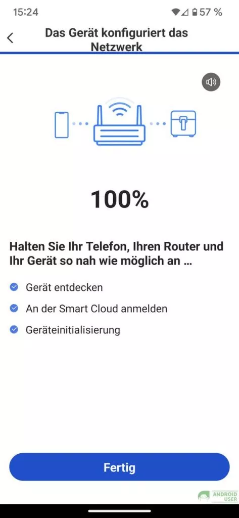 Das Verbinden der Heißluftfritteuse mit der App funktioniert problemlos